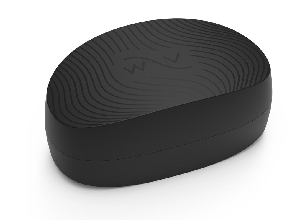 Schwarzes Ladecase des lilafarbenen We-Vibe Sync Go