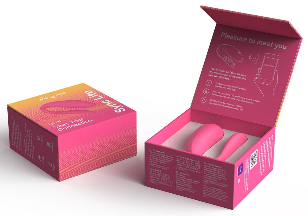 Geöffnete Geschenkbox des pinken We-Vibe Sync Lite