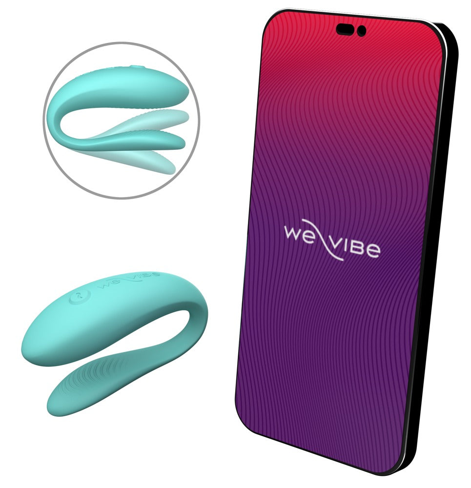 Türkiser We-Vibe Sync Lite neben Smartphone mit We-Vibe App