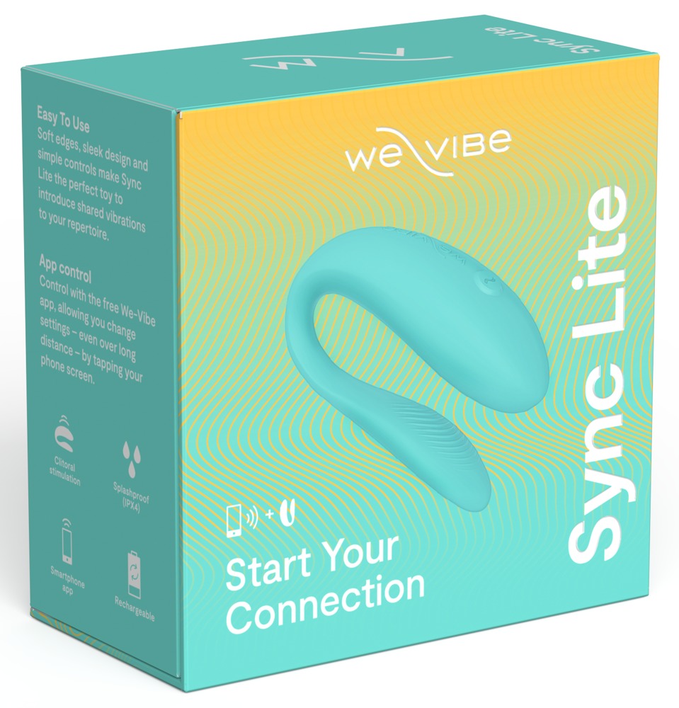 Produktverpackung des türkisen We-Vibe Sync Lite