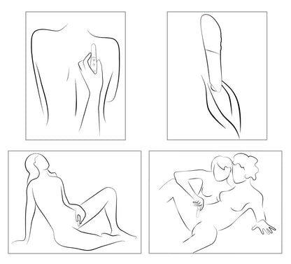 Anwendungsgrafik zum We-Vibe Tango X Bullet-Vibrator in Blau mit verschiedenen Nutzungsmöglichkeiten