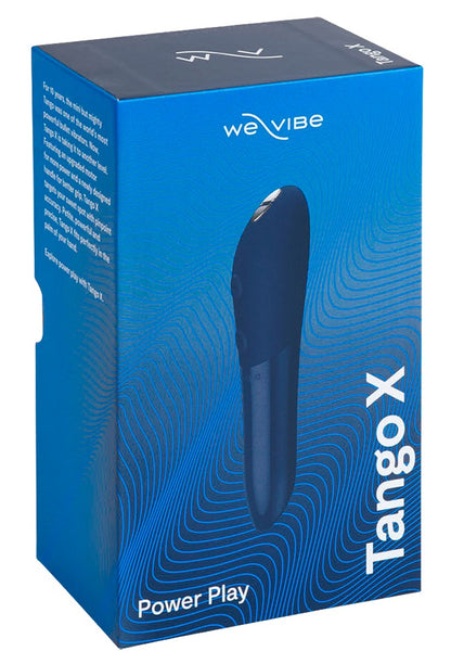 Produktverpackung des We-Vibe Tango X Bullet-Vibrators in Blau