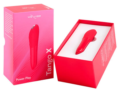 Geöffnete Produktverpackung des We-Vibe Tango X Bullet-Vibrators in Rot