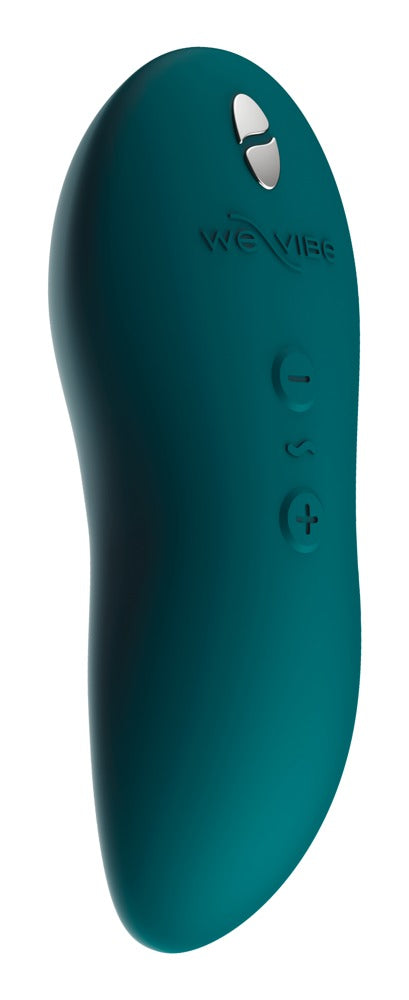 We-Vibe Touch X Auflegevibrator in Grün mit sichtbaren Bedienelementen