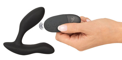 Schwarzer We-Vibe Vector+ mit Fernbedienung