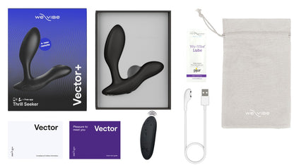 Lieferumfang des schwarzen We-Vibe Vector+