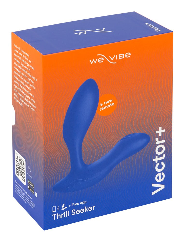 Produktverpackung des blauen We-Vibe Vector+