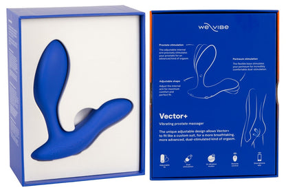 Geöffnete Produktverpackung des We-Vibe Vector+ mit Lieferumfang