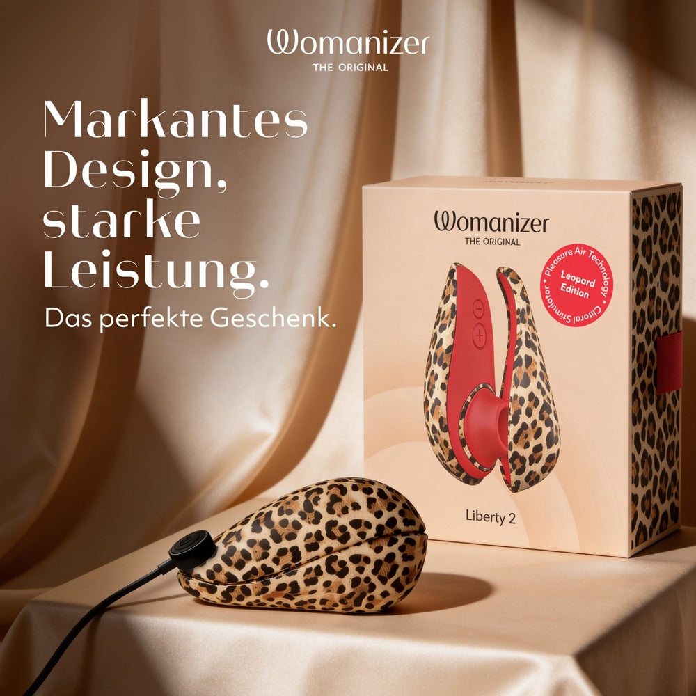 Lifestyle-Darstellung des Womanizer Liberty 2 in Braun mit Etui