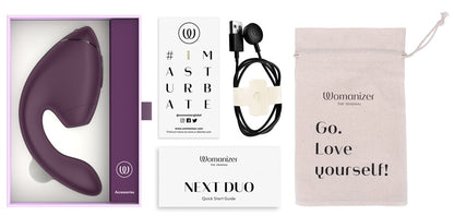 Womanizer Next Duo mit Verpackung in elegantem Lila