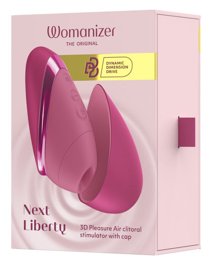 Vorderseite der Produktverpackung des Womanizer Next Liberty in Pink