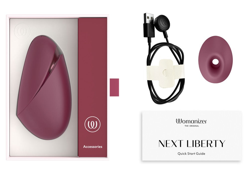 Lieferumfang des Womanizer Next Liberty in Rot mit Zubehör
