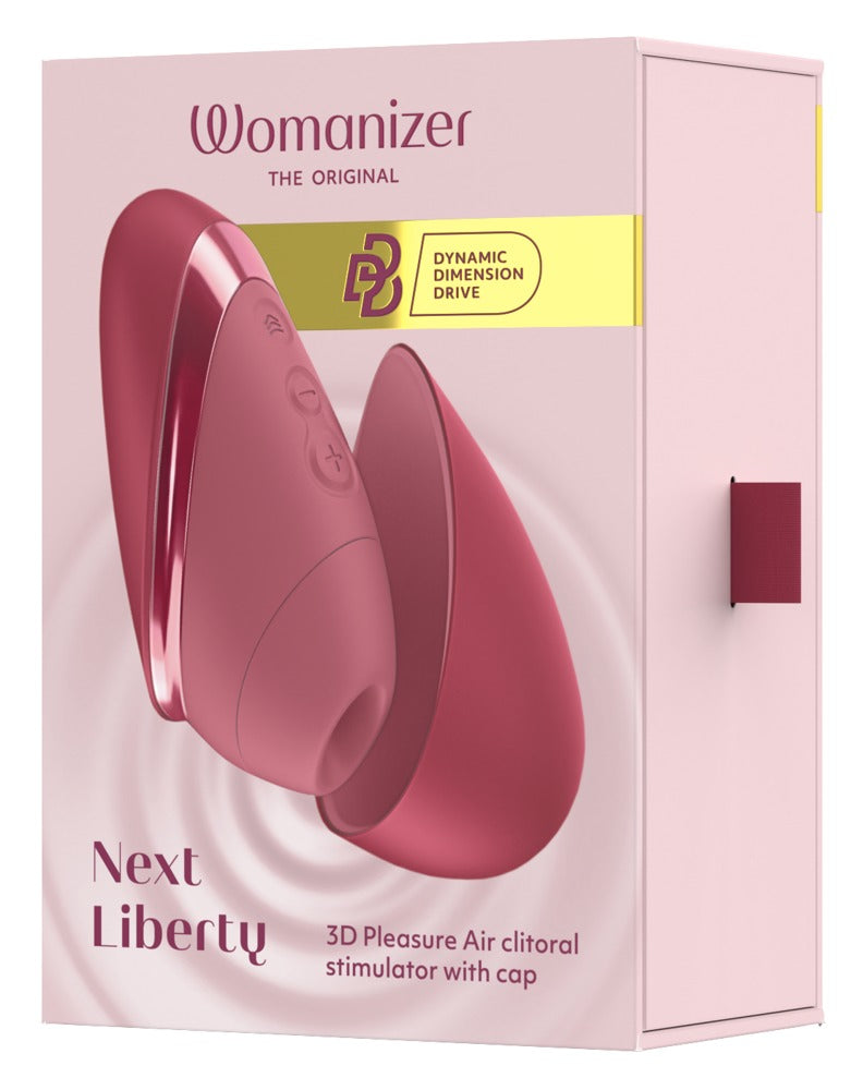 Vorderseite der Produktverpackung des Womanizer Next Liberty in Rot
