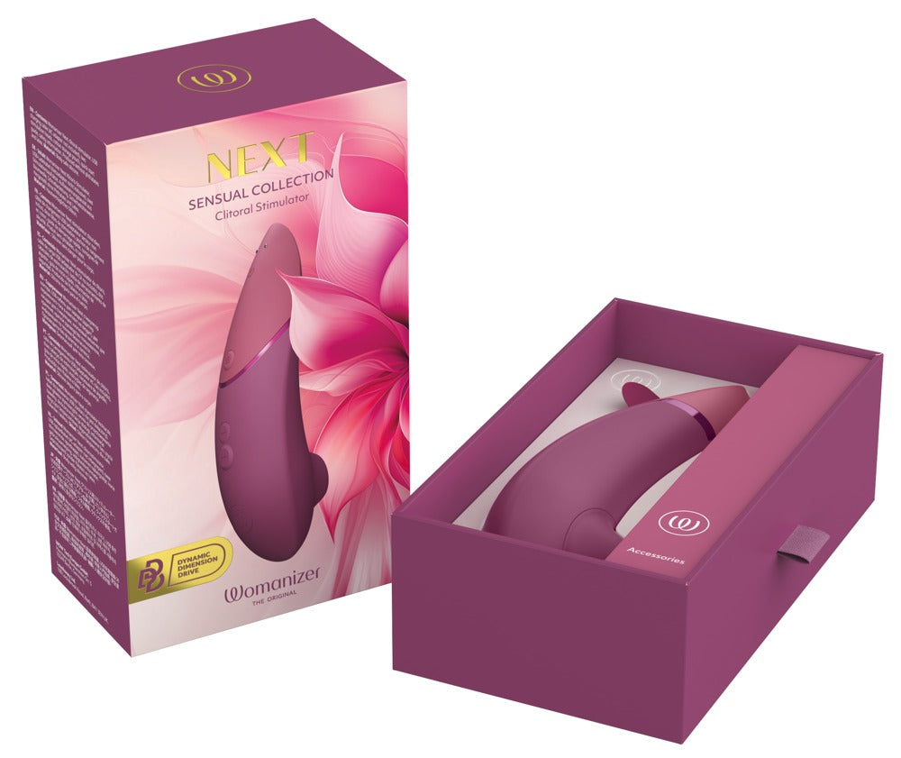 Womanizer Next Sensual Collection mit Verpackung und Produktübersicht