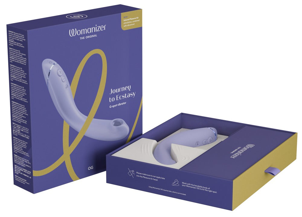 Womanizer OG Premium-Verpackung mit Zubehörübersicht