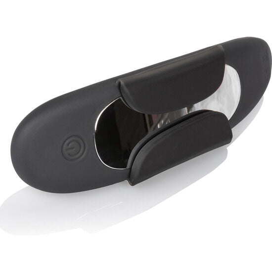 XO Remote Lock N Play Vibrations-Ei in Schwarz mit ergonomisch geformter Halterung in der Detailansicht