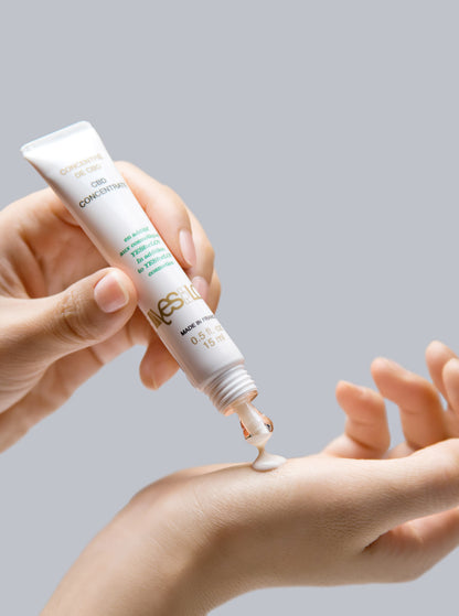 YESforLOV CBD Concentrate Bio Anwendung Tropfen auf der Hand