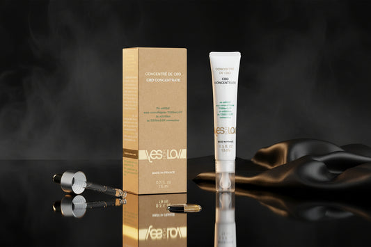 YESforLOV CBD Concentrate Bio 15ml Verpackung und Produktansicht