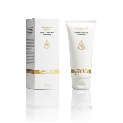 YESforLOV Natural Intimate Lubricant mit Hyaluronsäure als weiße Tube mit passender Verpackung