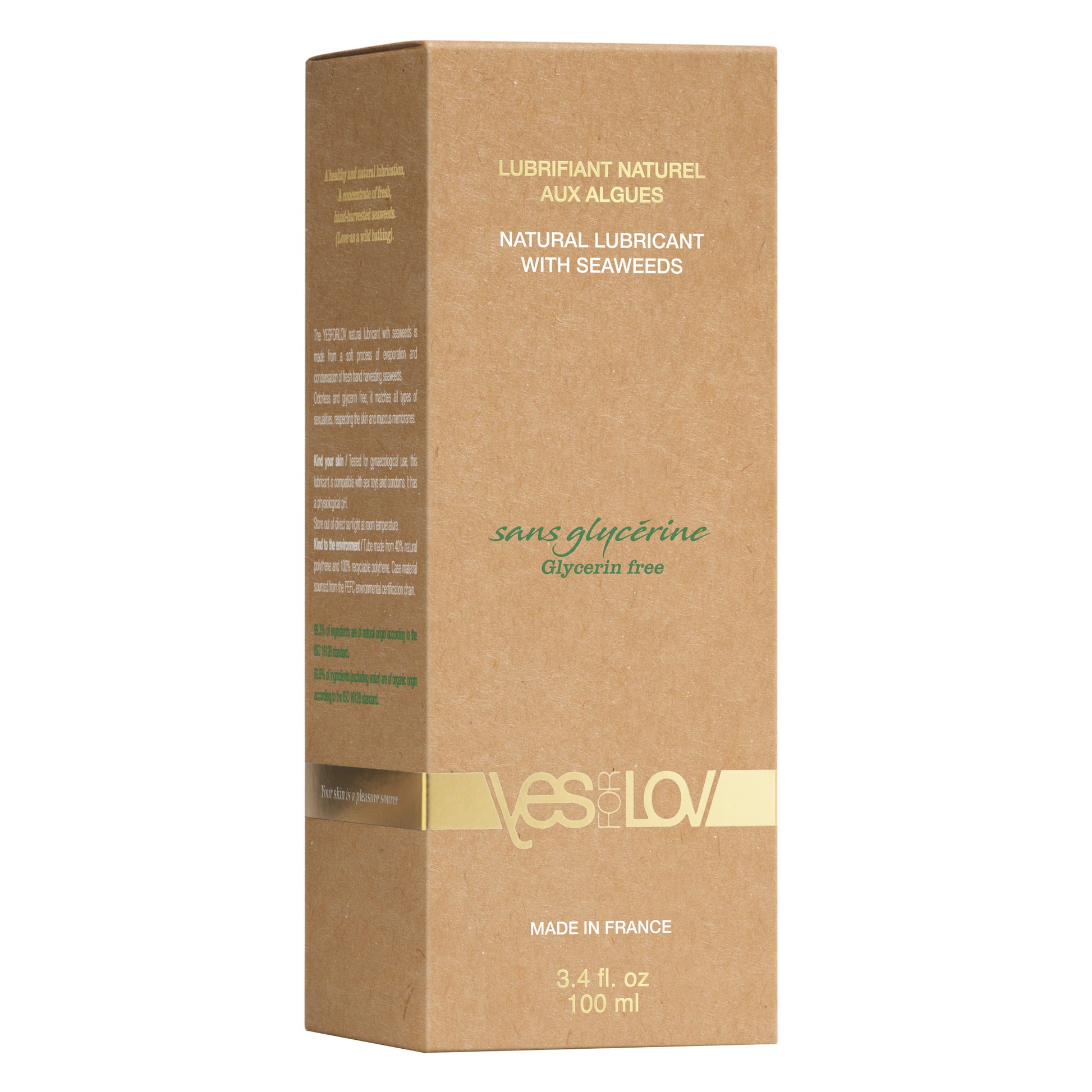 YESforLOV Gleitgel mit Algen Verpackung und Tube 100ml