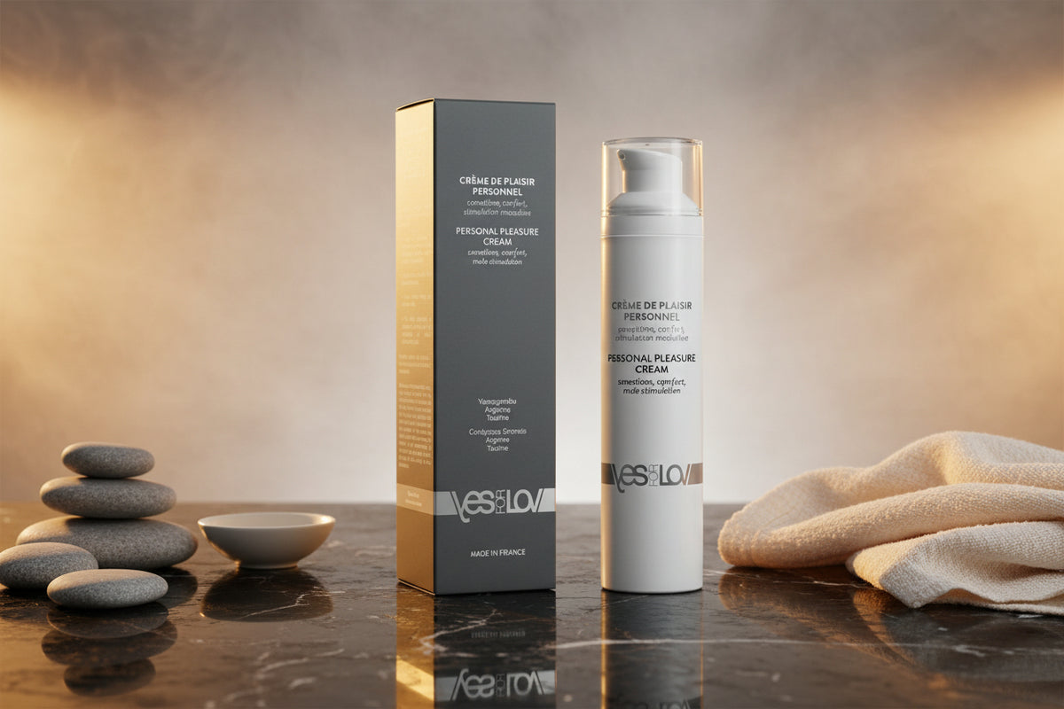 YESforLOV Personal Pleasure Cream 50 ml mit Verpackung in elegantem Design