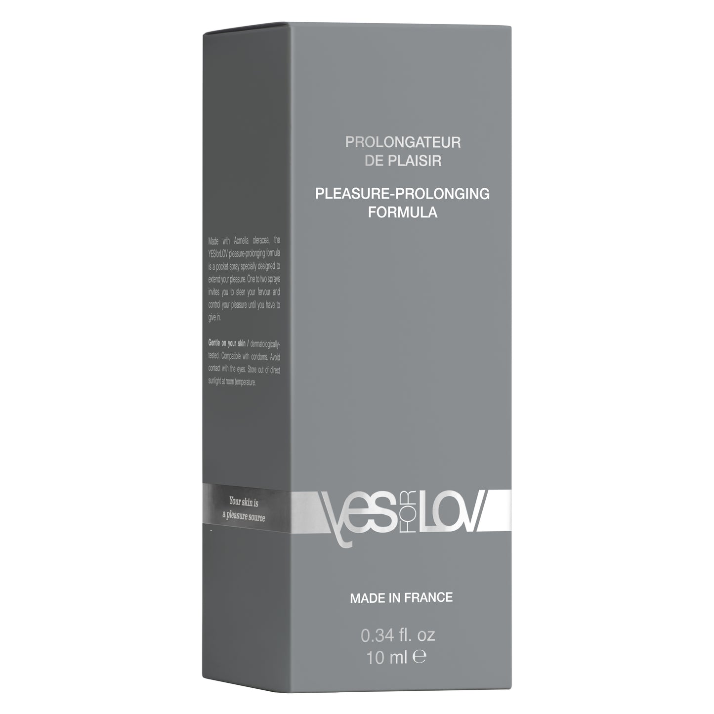 YESforLOV Pleasure Prolonging Formula 10ml Produktverpackung Frontansicht hochwertiges Design