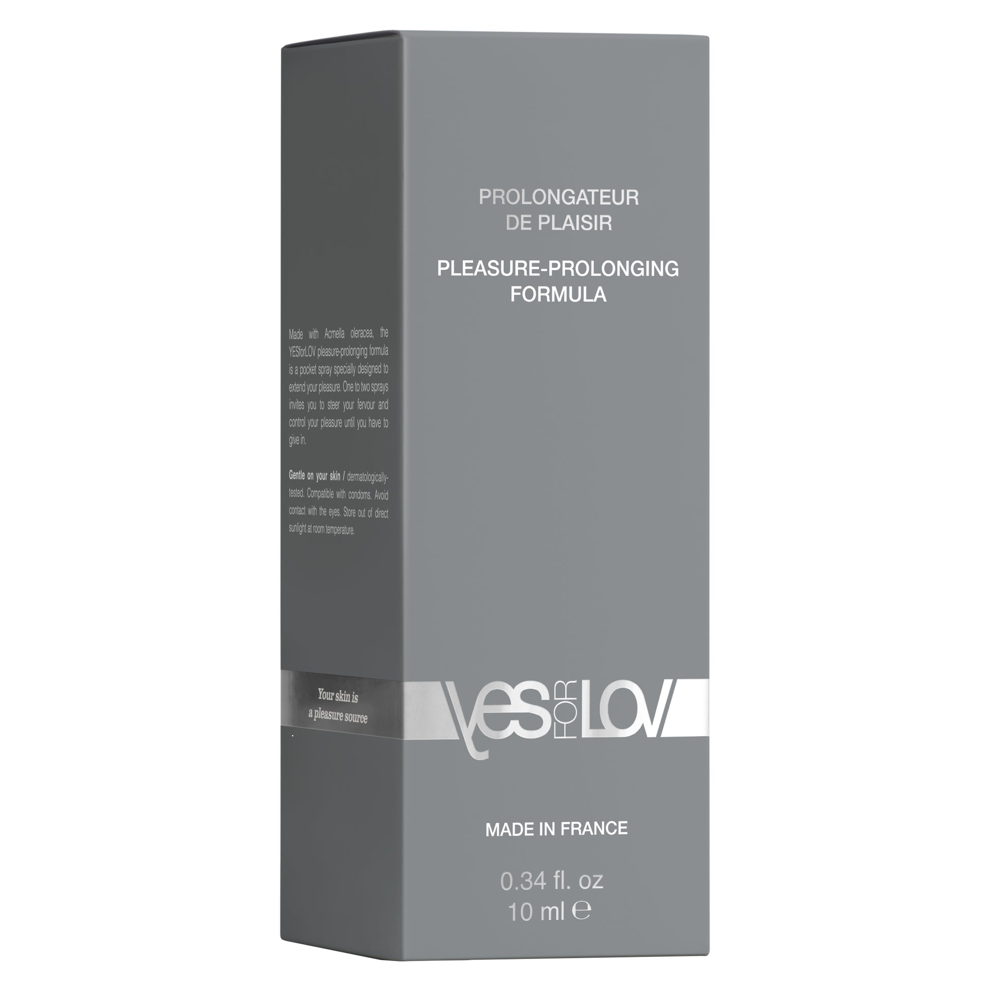 YESforLOV Pleasure Prolonging Formula 10ml Produktverpackung Frontansicht hochwertiges Design