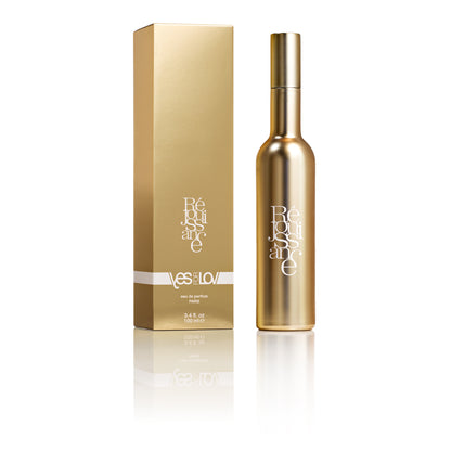 YESforLOV Réjouissance Eau de Parfum für Frauen mit goldfarbenem Flakon und passender Verpackung