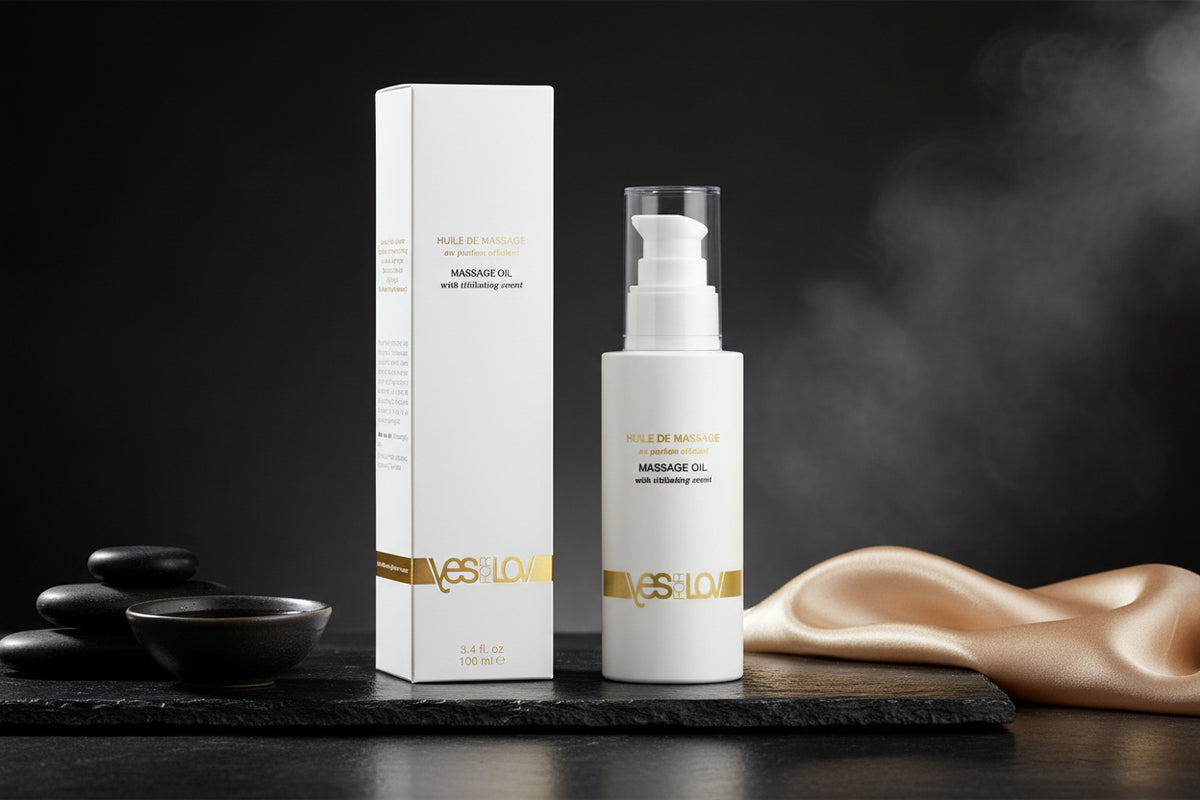 YESforLOV Titillating Massage Oil 100ml Verpackung Vorderansicht
