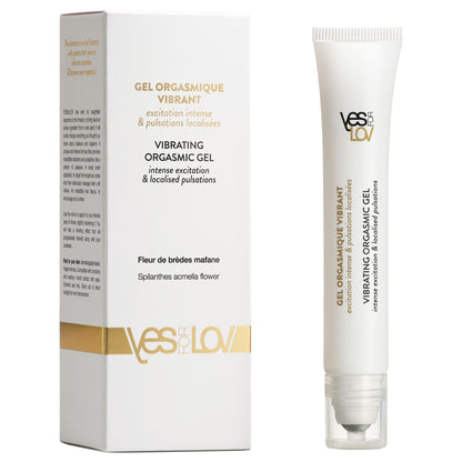 YESforLOV Vibrating Orgasmic Gel 20ml Verpackung Vorderseite mit elegantem Design