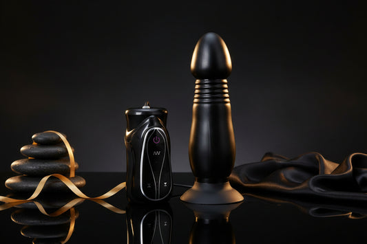 You2Toys Anal Pusher Analvibrator schwarz mit Saugfuß und strukturierter Oberfläche