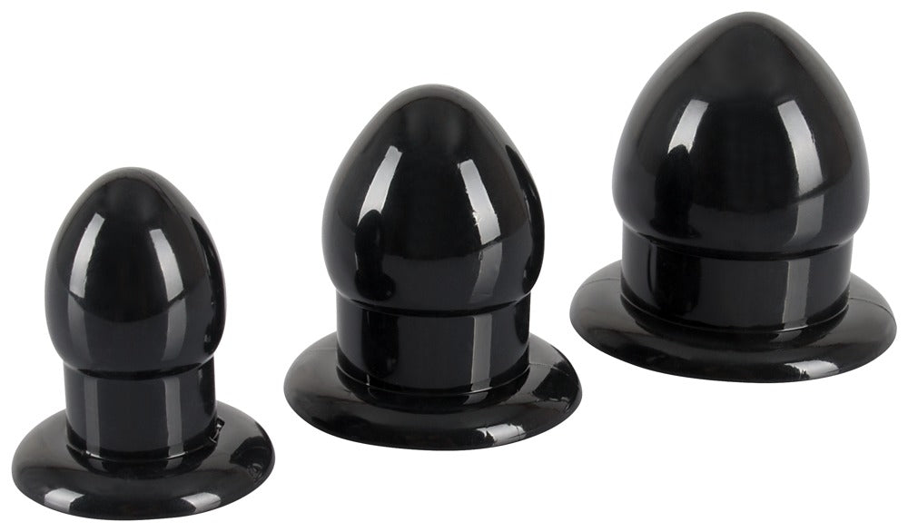 3-teiliges Anal Stretching Plug Kit in Schwarz mit verschiedenen Größen