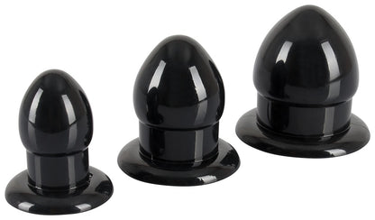 3-teiliges Anal Stretching Plug Kit in Schwarz mit verschiedenen Größen