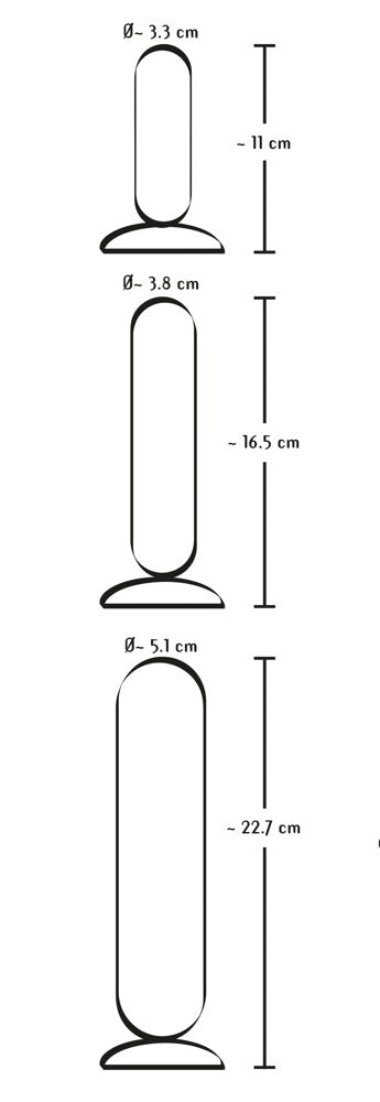 Größenvergleich der drei Dildos aus dem You2Toys Anal Training Set