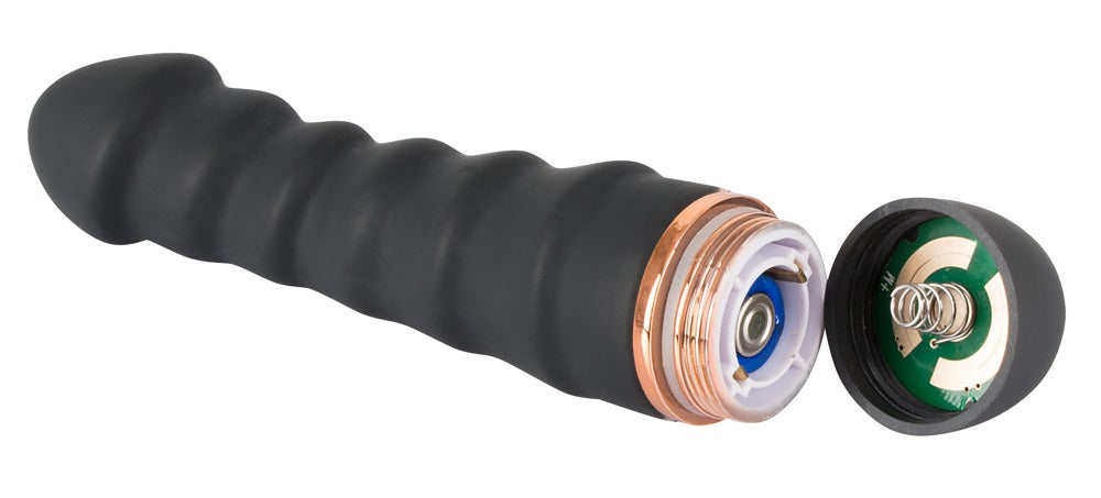 Geöffneter You2Toys Bendy Ripple Vibrator mit Batteriefach für AA Batterie