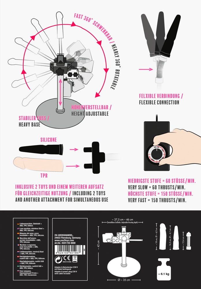 Detailansicht der Komponenten und Funktionen des You2Toys Big Bang Penetrator