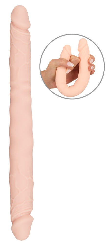You2Toys Double Dong Doppeldildo aus Silikon im Naturdesign Detailansicht