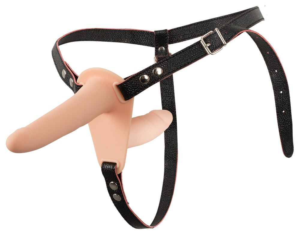 You2Toys Double Strap-On Vibrator mit verstellbarem Harness Vorderansicht