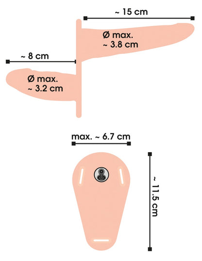 You2Toys Double Strap-On Vibrator Maße und Größenübersicht