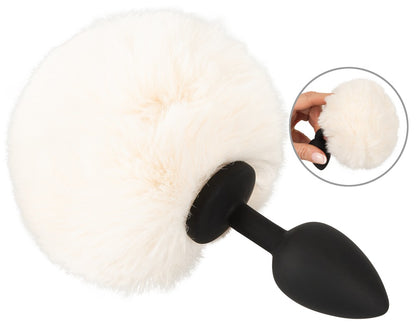 You2Toys Fluffy Tail Plug Größe S Analplug mit weißem Puschel Frontansicht