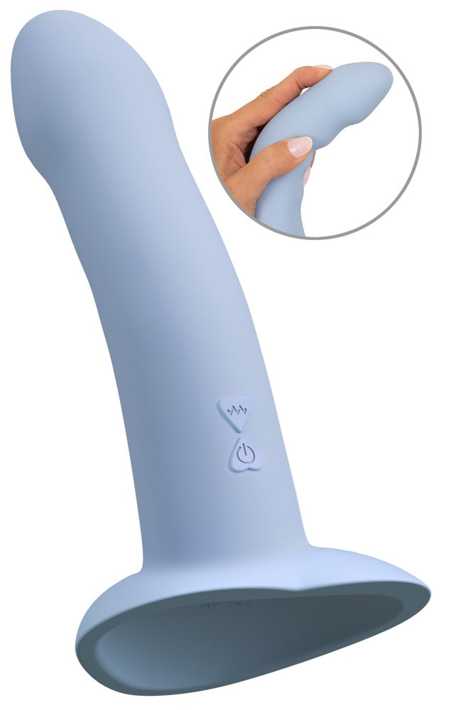 You2Toys Heart Guy Blue Vibrator Gesamtansicht mit Saugfuß