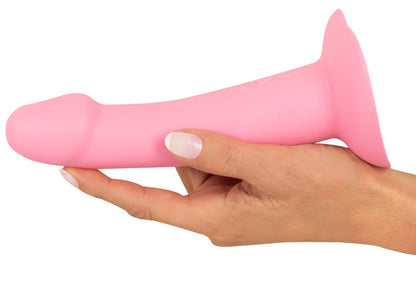You2Toys Heart Guy Pink Vibrator flexibel in der Hand gehalten