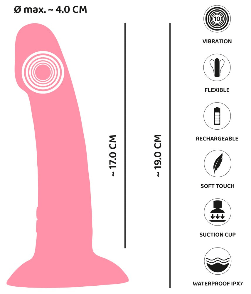 You2Toys Heart Guy Pink Vibrator aufrecht stehend mit Saugfuß
