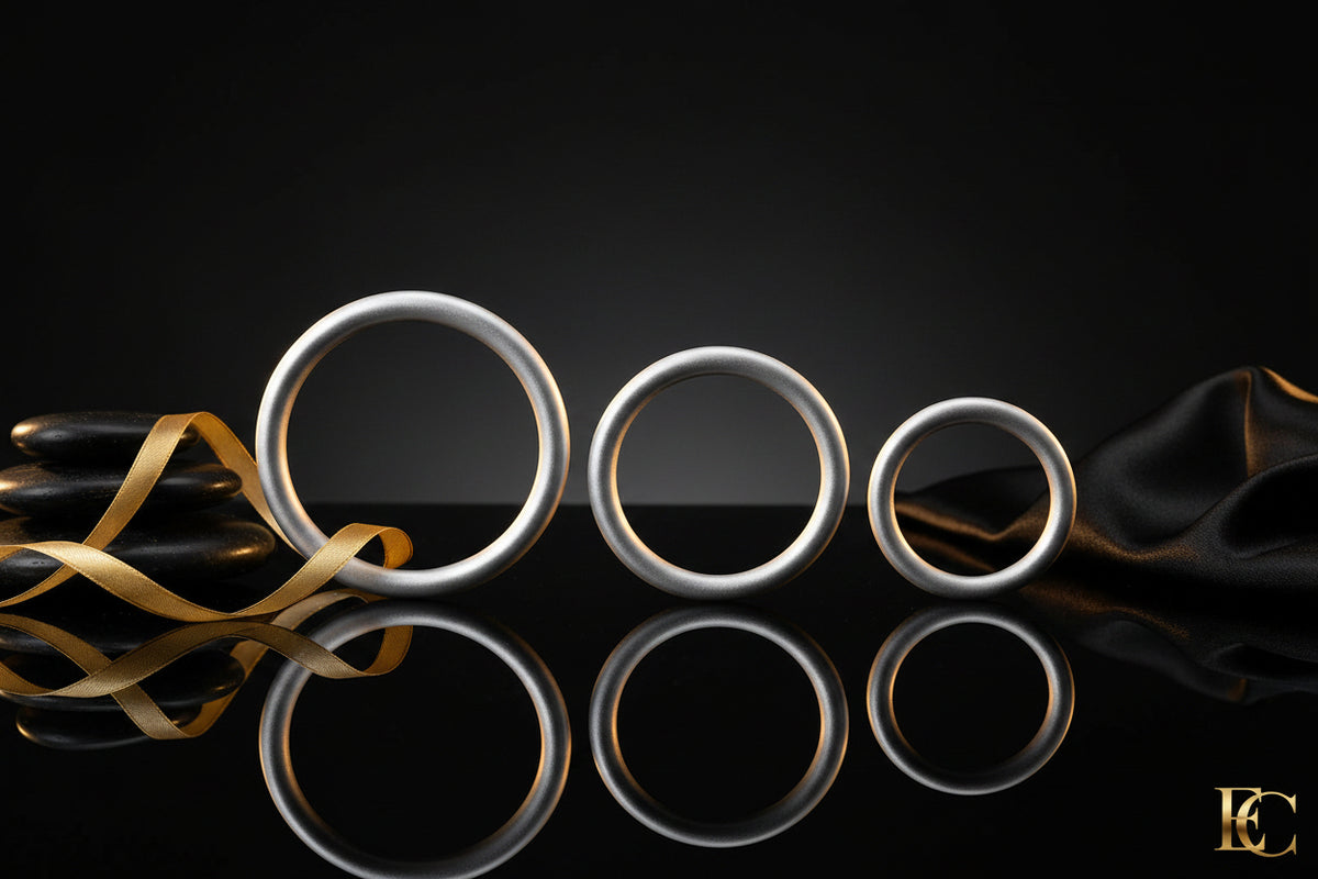 Drei verschiedene Silikon Cock Ringe im Metallic-Design von You2Toys.