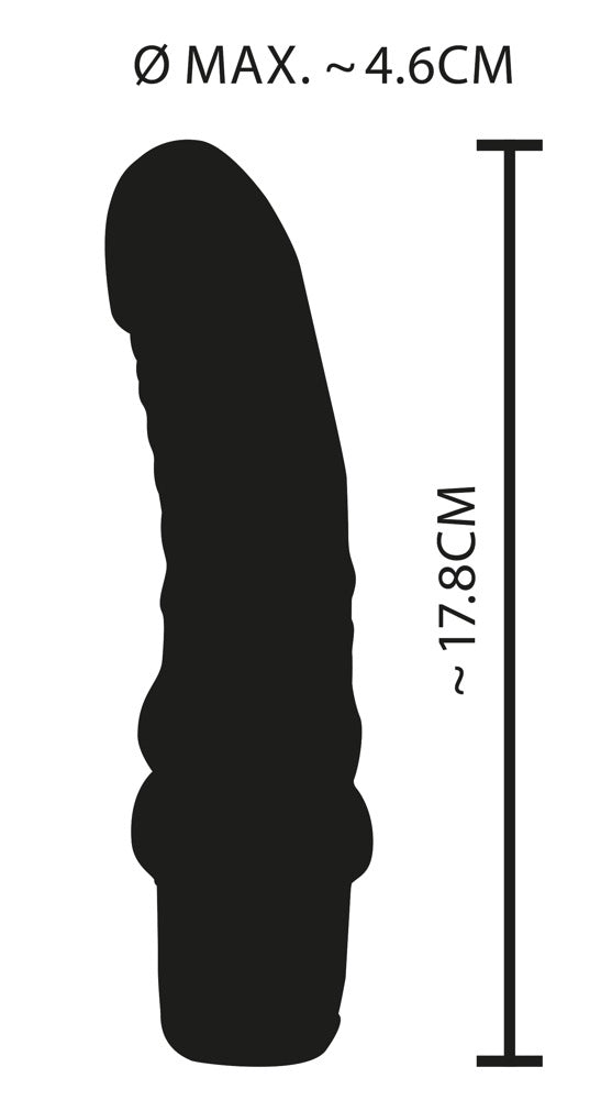 Silhouette des You2Toys Nature Vibe Vibrators mit Maßangaben