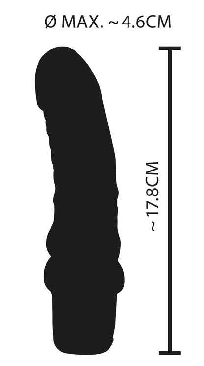 Silhouette des You2Toys Nature Vibe Vibrators mit Maßangaben