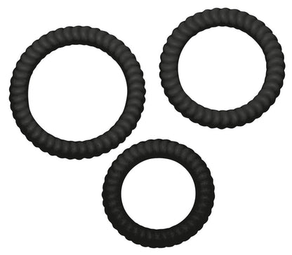Penisringe Set aus Silikon mit drei Größen in Schwarz