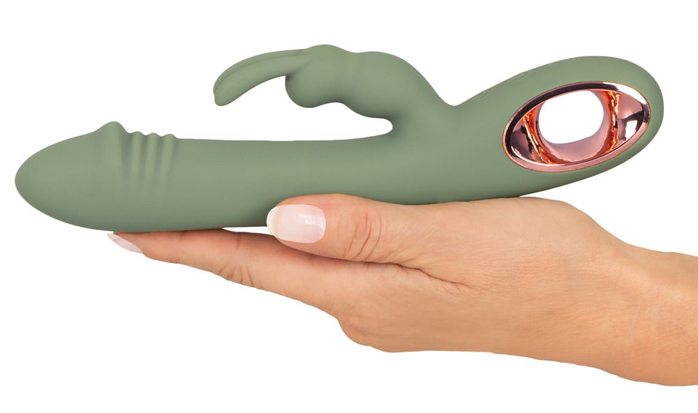 You2Toys Slim Rabbit Olive Dualvibrator Anwendung Handhabung ergonomisch