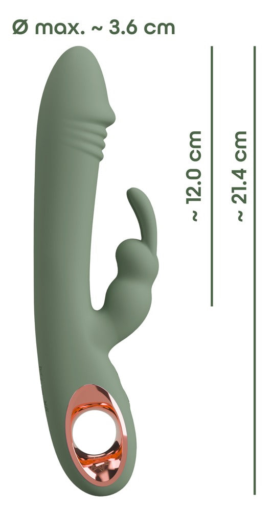 You2Toys Slim Rabbit Olive Dualvibrator Rückansicht mit Griff