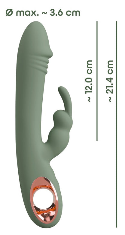 You2Toys Slim Rabbit Olive Dualvibrator Rückansicht mit Griff